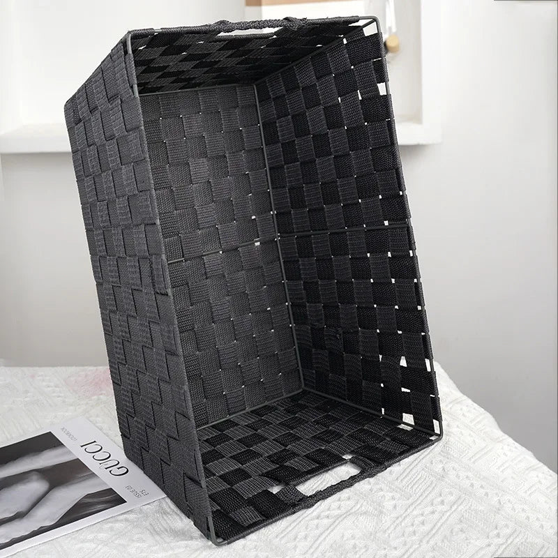 China Factory Direct Cheap Handwoven Rectangular Storage Baskets Organizer Made of Durable Nylon for Clothing Sundries Cosmetics