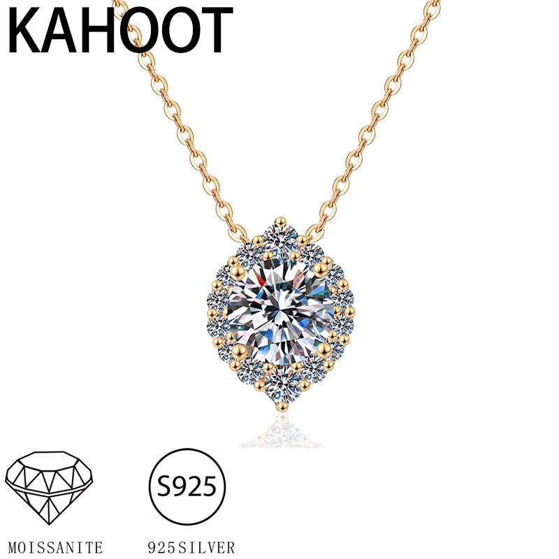 Gorgeous Shiny 925 Silver 1 Carat Moissanite Necklace Fashion Jewelry for Easter Party or Wedding Perfect Gift