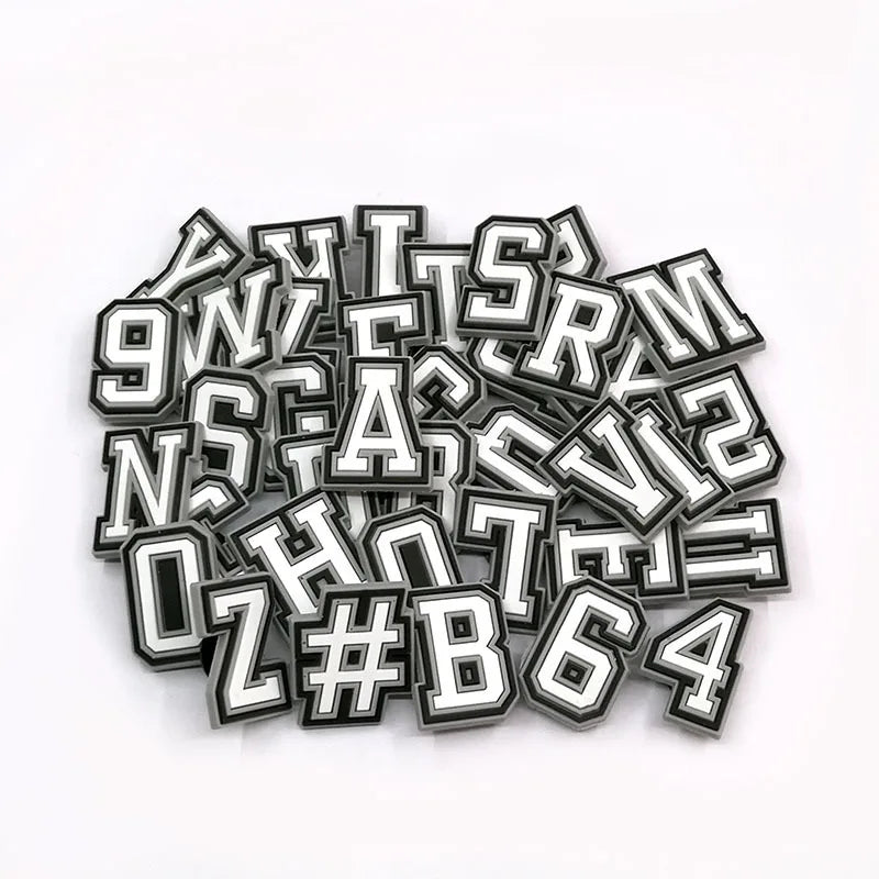 English Number Buckle PVC Hole Shoe Decorative Charms Rubber Flower Shoes Accessory