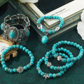 G1330 Bohemian Turquoise Bracelet Bangle Jewelry Cross Stone Beaded 8mm Turquoise Bracelets
