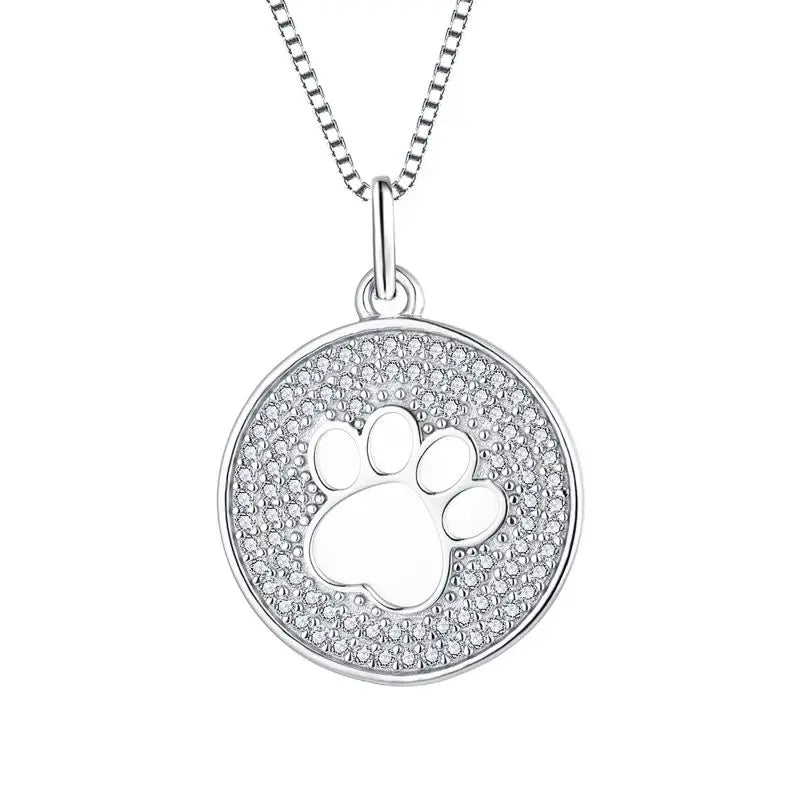 YH JEWELLERY Fine Jewelry 925 Sterling Silver Hollow Dog Paw Charm Circle Paw Pendant Pet Jewelry