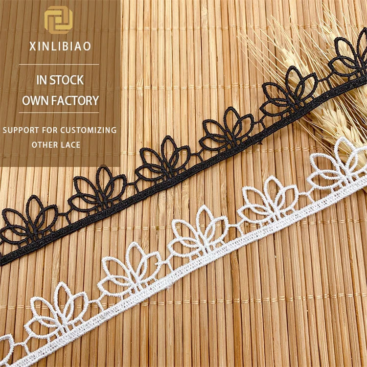 100% Polyester Water-Soluble Embroidered Lace Fabric with Nigerian Style Flower Sequin Decoration for Shoes Bags Dresses Sewing
