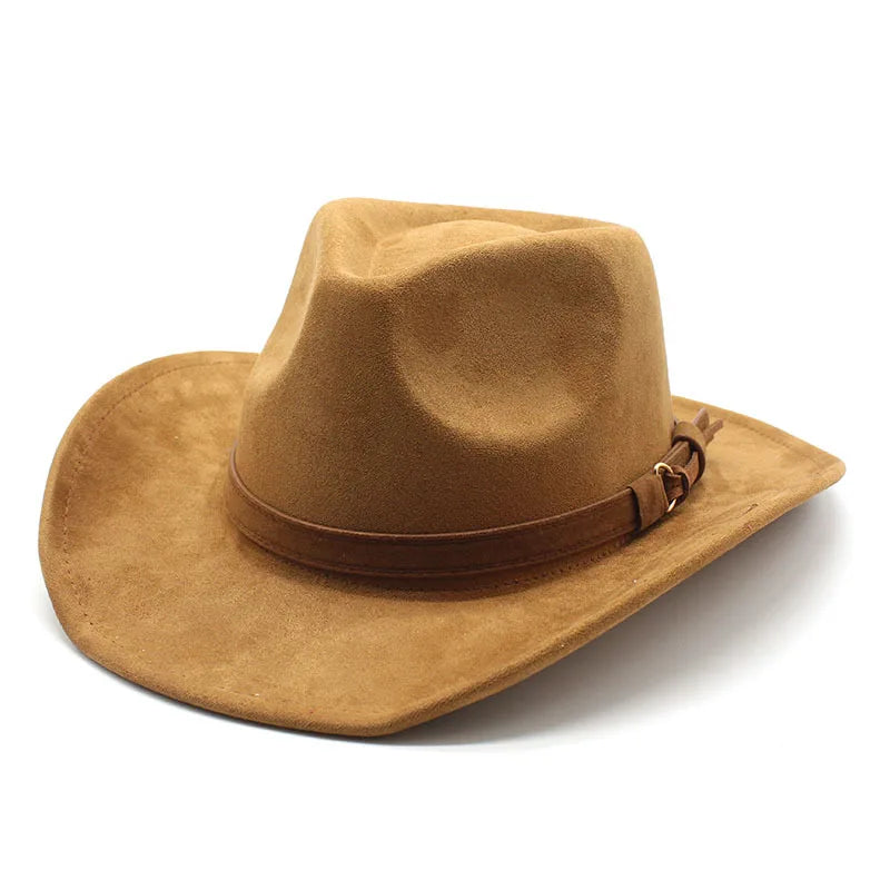 New European American Style Cowboy Hat Men Women Suede Western Casual Party Cowboy Hat