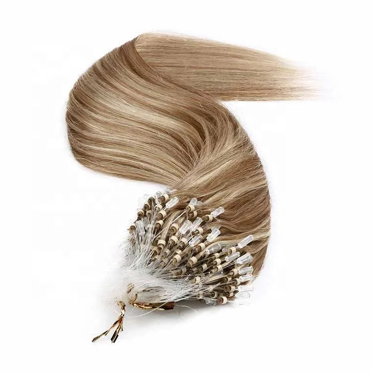 Luxury Micro Ring Hair 100% Virgin  Thick End Remy Human Hair Balayage Color Mini Micro Links Hair Extensions
