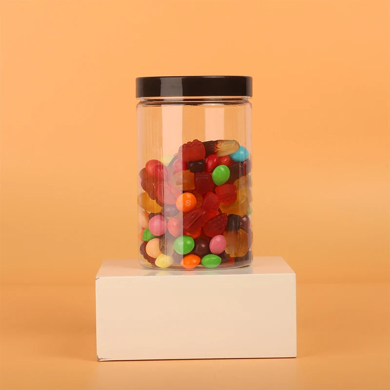 Top Fashion 420ml Food Honey Cookie Food Jar With Lid Clear PET Spice Plastic Jar