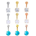 High Quality Stainless Steel Punk Belly Ring Prong Body Jewelry External Thread Piercing for Women & Children's Perfect Gift