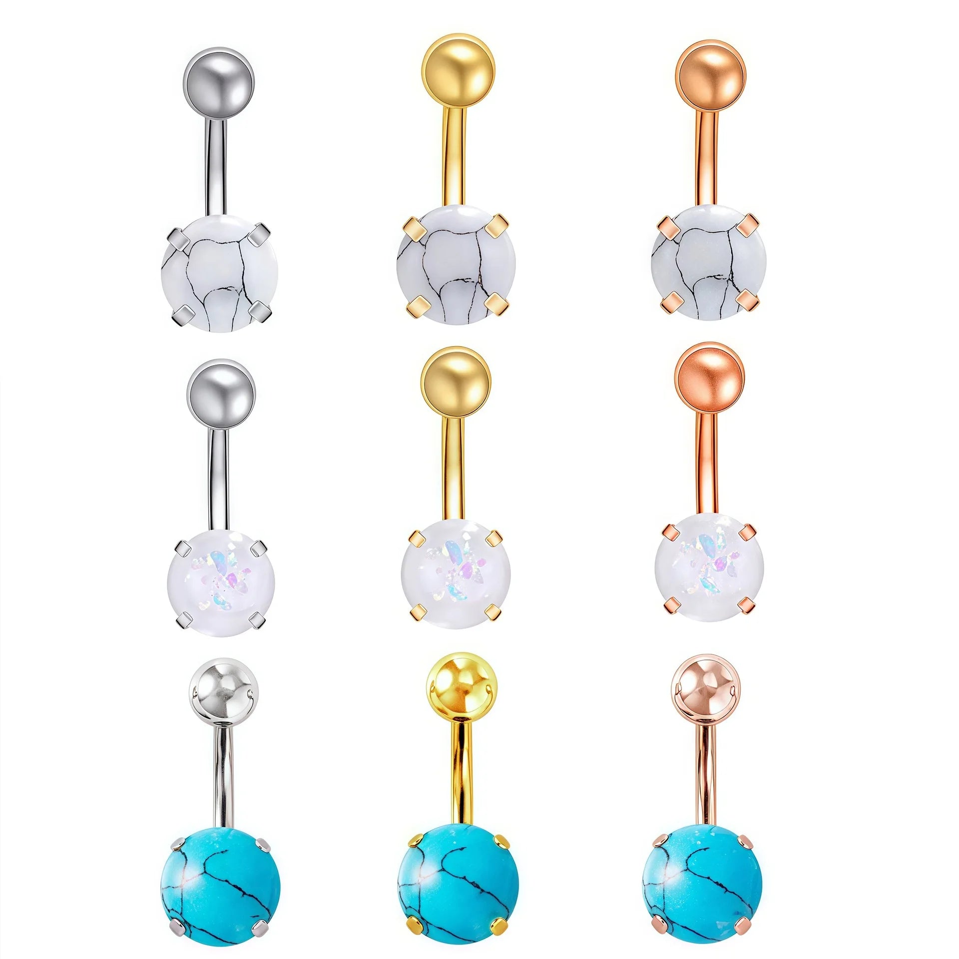 High Quality Stainless Steel Punk Belly Ring Prong Body Jewelry External Thread Piercing for Women & Children's Perfect Gift