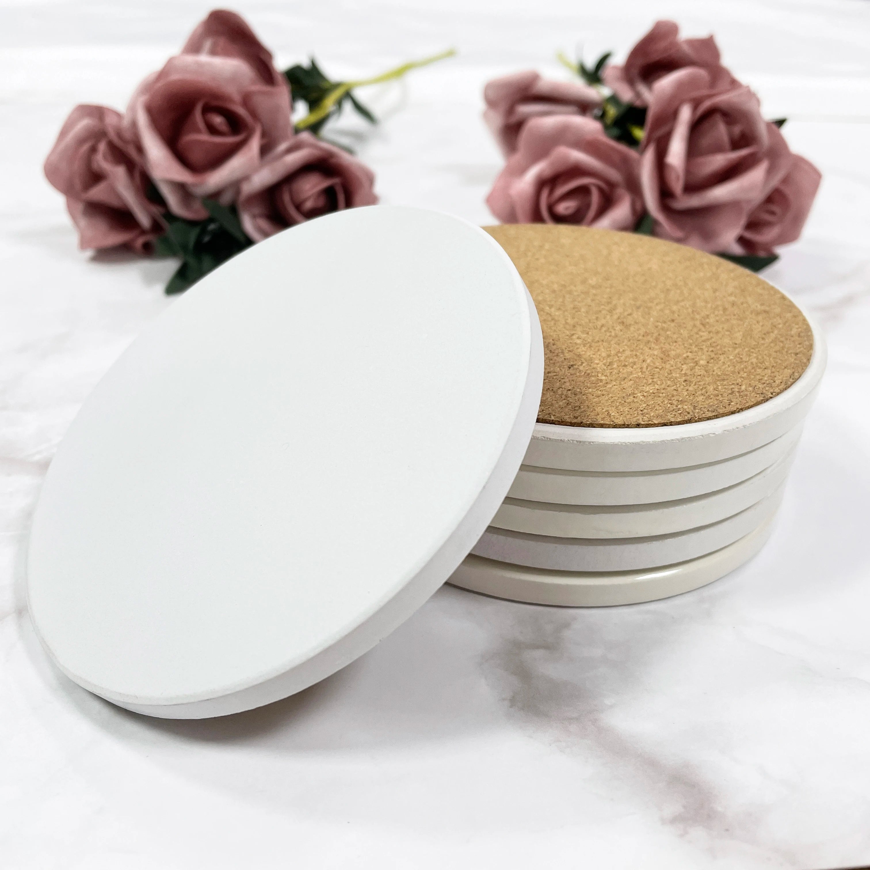 XS Ltd. Hot Coaster Custom Round Sand Stone Blanks Sublimate Ceramic Coasters for Drink