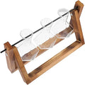 DS  Diamond Glass Planter Bulb Vase Desktop Air Plant Terrarium With Solid Wooden Stand for Hydroponics Plants Home Decor