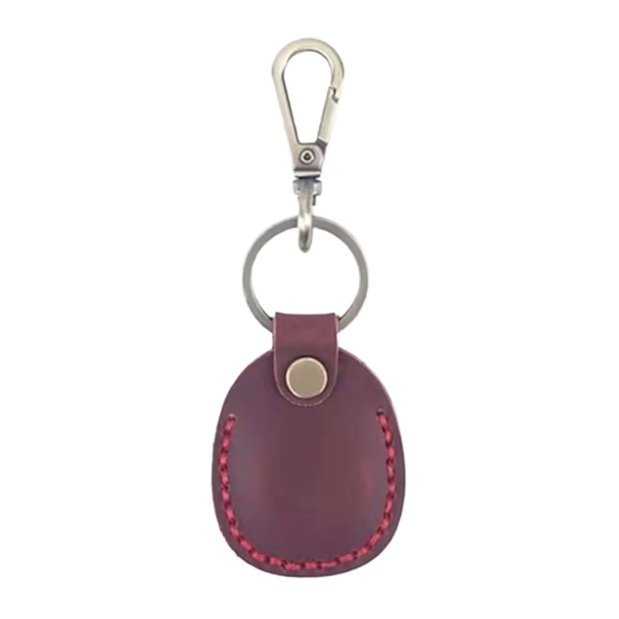 Genuine Cowhide Leather Keychain with Hand Stitching Tag Holder Key Fob Case Ring