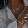 Delicate Waterproof 18K Gold Plated Stainless Steel Beaded Jewelry Tassel North Star Natural Turquoise Jewelry Sets for Women