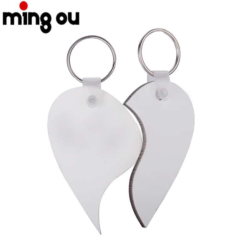 Detachable Wood Keychains MDF Double-sided Heart Blank Keychain Sublimation Keychains