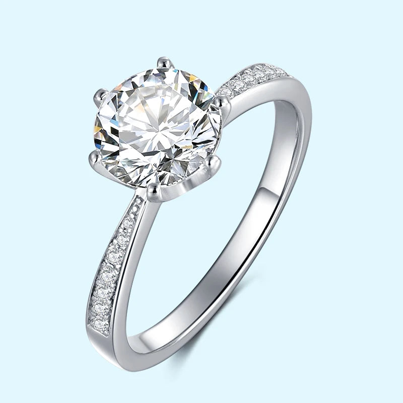 VVS D Color 2.0ct Iced Out 925 Sterling Silver Moissanite Engagement Rings Woman Jewelry Diamond Rings