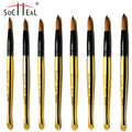 Yalixin Patented Product 100% Pure Sable Kolinsky Acrylic Brush Gold Plastic Handle 3D Acrylic Nail Art Brush for Nail Extension