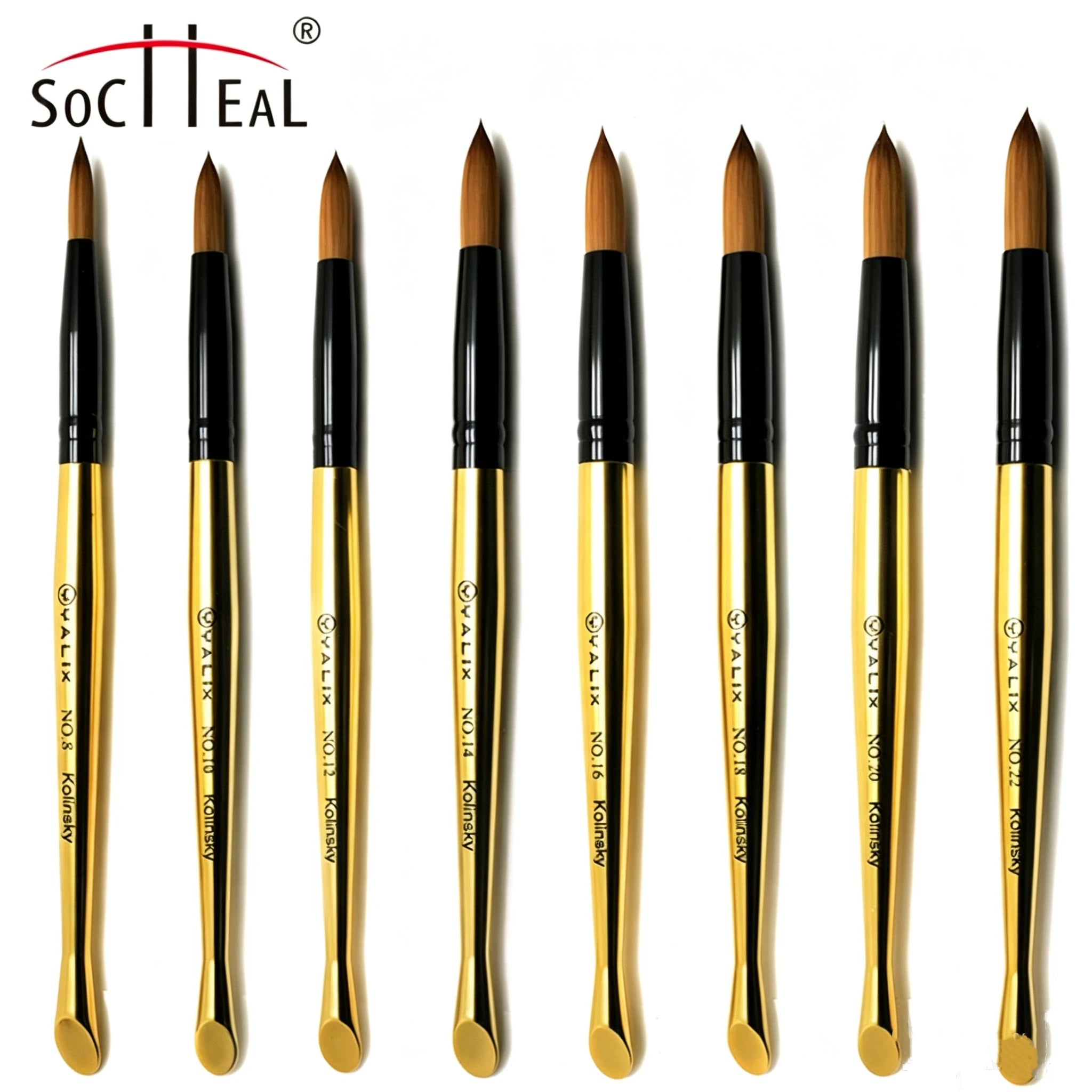 Yalixin Patented Product 100% Pure Sable Kolinsky Acrylic Brush Gold Plastic Handle 3D Acrylic Nail Art Brush for Nail Extension
