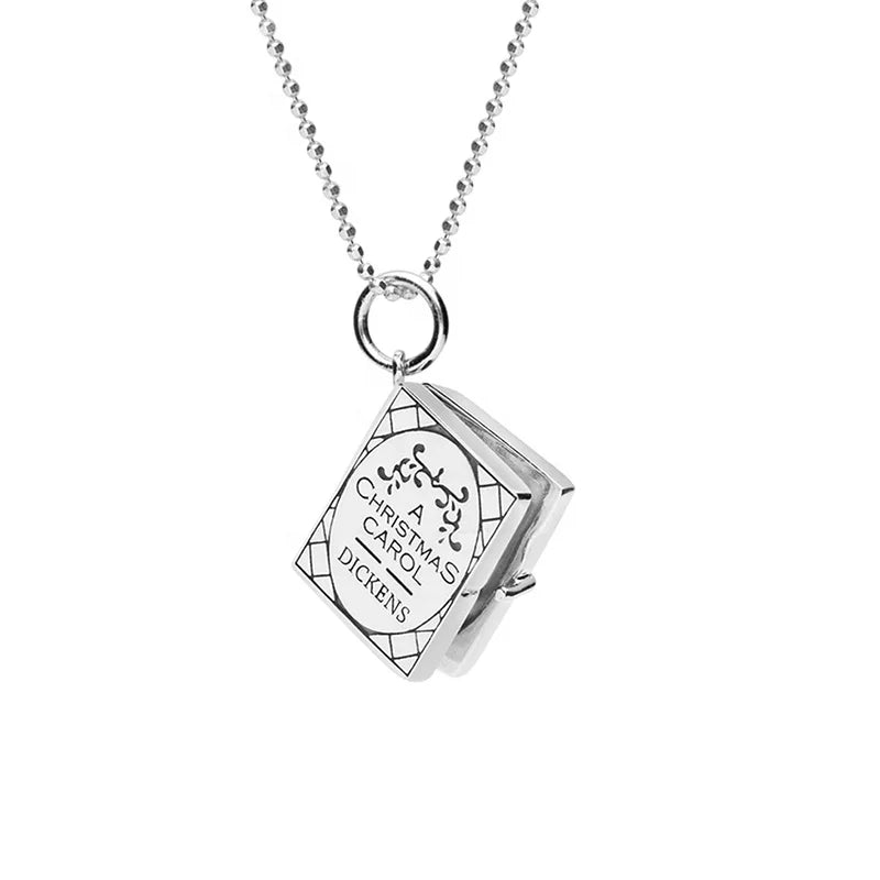 Christmas Designer 925 Sterling Silver Fashion Unique Fine Jewelry Necklace a Christmas Carol Pendant Necklaces for Women