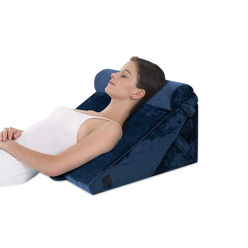 Adjustable Bed Wedge Pillow with Memory Foam Incline Cushion Anti-Snore Removable & Washable for Bed Reading-Pillows Positioners
