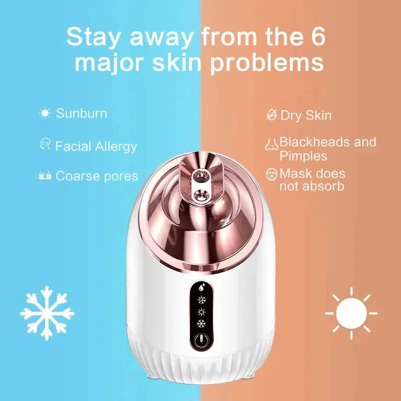 Hot Selling Hot and Cold Facial Steamer Home Use SPA WarmSteam Mini Nano Face Steamer