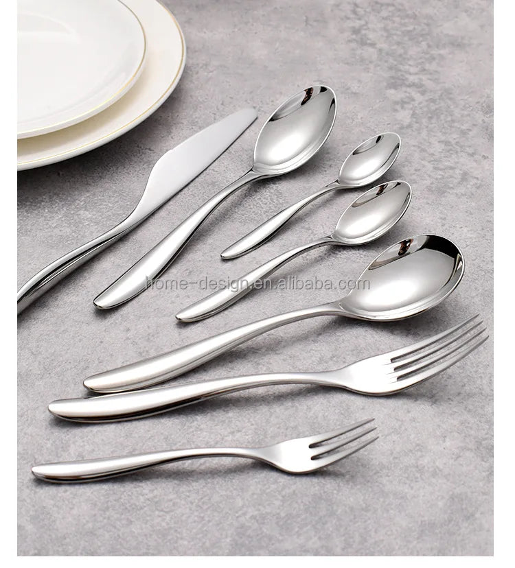 Wholesale Customized Light Luxury Stainless Steel Flatware Set Eco-Friendly Logo Business Party Gifts-Fork Spoon Knife