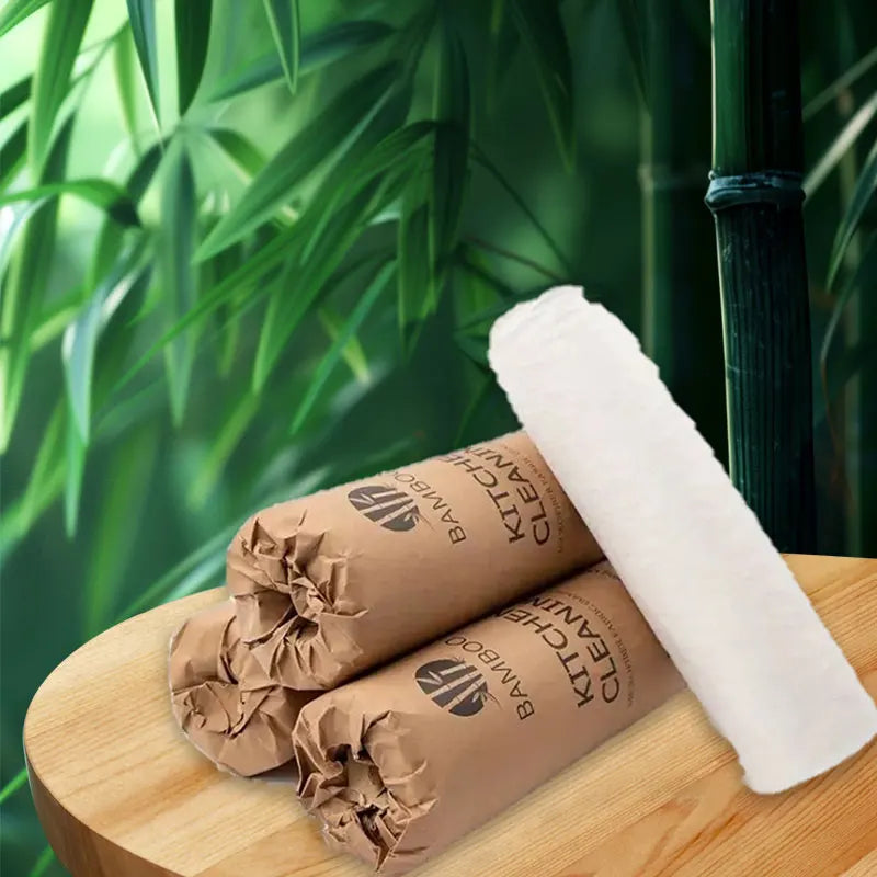 Wholesale Eco-Friendly Bamboo Fiber Dish Cloth Super Absorbent Reusable with Hand-Torn Edge Square Shape for Kitchen Cleaning