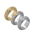 Charm Men Women Tibetan Buddhist Mantra Om Mani Padme Hum Six Character Scripture 8MM Spinner Ring Stainless Steel Rings