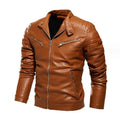 New Causal Vintage Leather Jacket Thick Fur Lined Coat Men Winter Outfit Design Motor Biker Pocket PU Leather Jacket