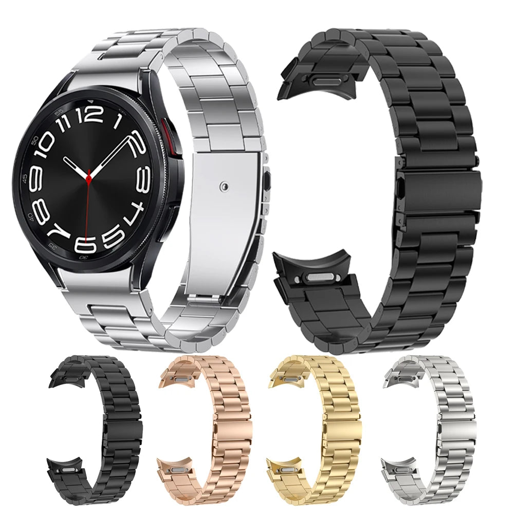 IVANHOE Quick Fit Stainless Steel Metal Strap for Samsung Galaxy Watch 6 44mm 40mm No Gaps Band Bracelet Watch 6 Classic 43 47mm