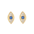 925 Sterling Silver Pave Zircon Blue Stud Earrings Women Classic Temperament Wedding Jewelry Accessories