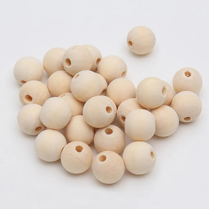 Multi-size Natural Color Ball Wood Bead Eco-friendly Wood Spacer Beads DIY Charm Bracelet Jewelry Making Accessories MegaBDM