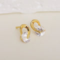 Elegant Shiny 18k Gold Plated Round Zirconia Dangle Stud Earrings Factory Wholesale Made of Trendy Brass Jewelry