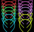 Glow in the Dark Headband Glitter Tiara Luminous Headpiece Cat Ear Plastic Hair Band Women Girl Party Crown Headdress Photo Prop