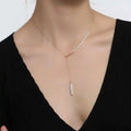 Y-shaped Small Brass Gold Plated Baroque Pearl Collarbone Chain Necklace with AAA Grade Trendy Freshwater Pearls 3-4MM for Women