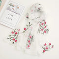 Women Summer Chiffon  Scarf Embroidery Sunscreen Shawl Adult Long Embroidered Flower Pattern  Scarves
