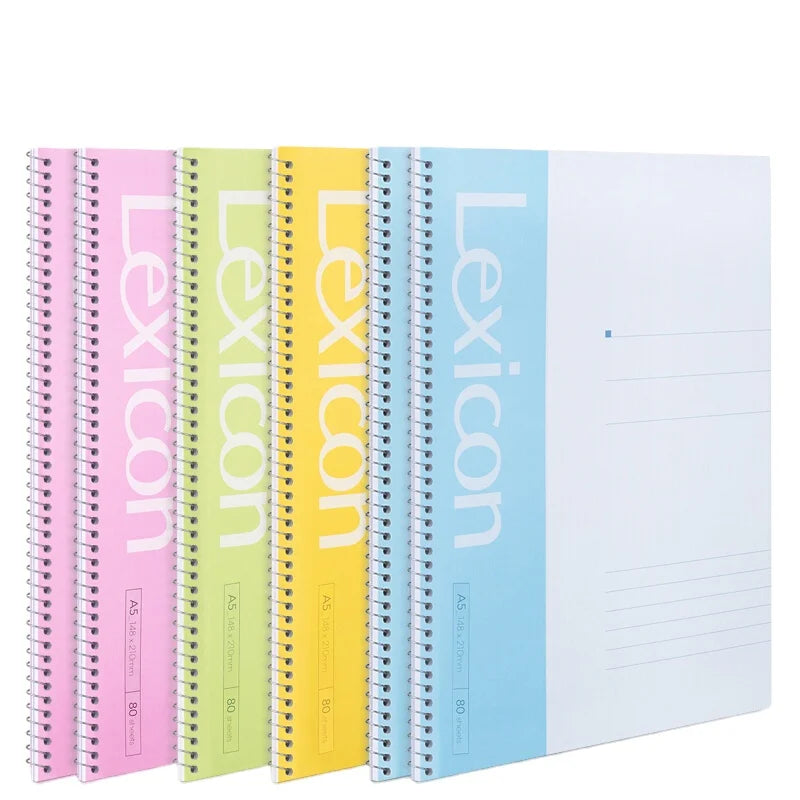 Deli 7684 Brief Spiral Notebook A5 80sheets Pink Yellow Green Blue Office Study Notebook for Students 120pcs Per Carton Set