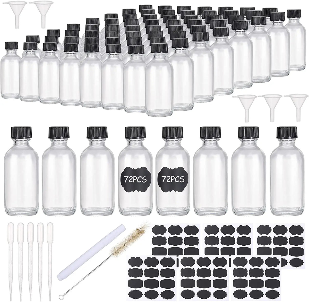 Small 2oz 60ml Clear Glass Boston Travel Jar with Screw Cap for Liquids Like Vanilla Hot Sauce Juice Whiskey