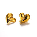 New Fashion Stainless Steel Gold Plated Crystal Rhinestone Heart Drop Stud Earrings Ring Set Statement Jewelry