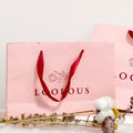 Customized Own Company Brand Logo Packaging Bags Luxury Pink Gift Bag Boutique Paper Bag with Ribbon Handles