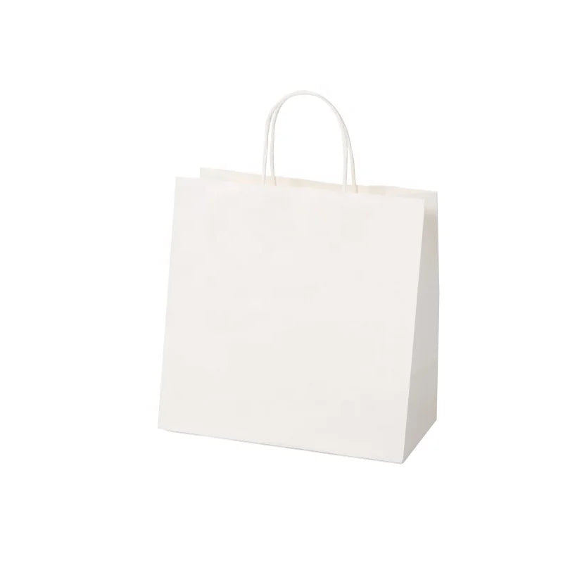 Custom Eco-Friendly Kraft Paper Bag for Food Delivery Flat Handle Restaurant Takeout Lamination Digital Printing Brown Handle