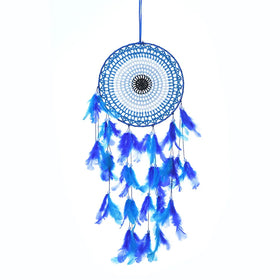 2026 New Style Creative Hand-woven Wall Hanging Blue Color Feather Dream Catcher