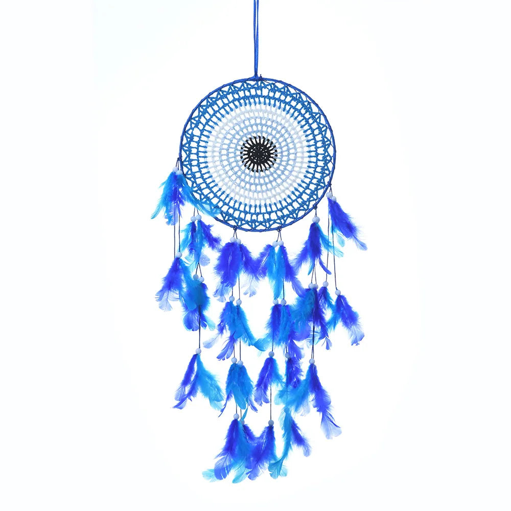 2026 New Style Creative Hand-woven Wall Hanging Blue Color Feather Dream Catcher
