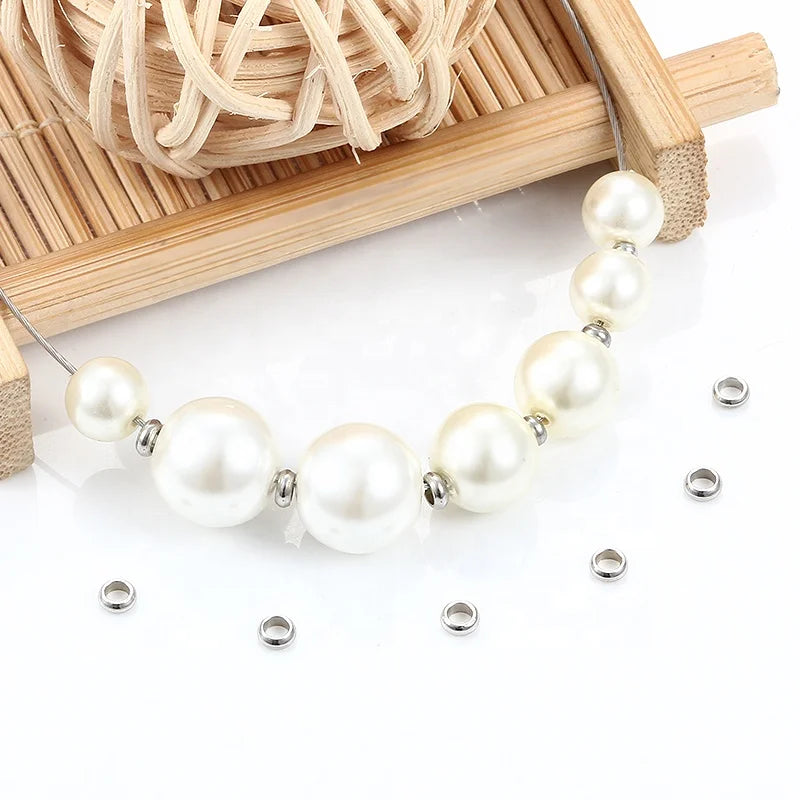100pcs Positioning Ball Crimp Beads Stopper Spacer Stainless Steel Beads for DIY Jewelry Making