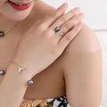 B132 9-12mm 925sterling Silver Gold Plated Wholesale Real Tahitian Pearl Bangles Salt Water Fancy Jewelry Resizable for Women