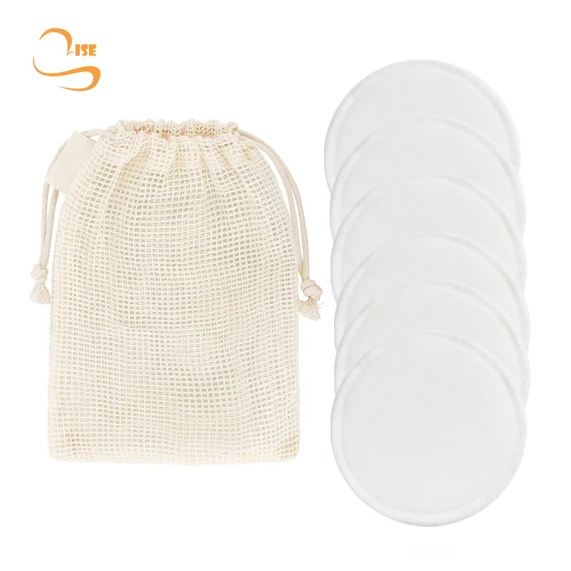 Customized 8cm 3layers Soft Bamboo Facial Care Pads Zero Waste Laundry Bag Set Reusable Bamboo Cotton Makeup