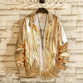 Mens Windbreaker Jackets Nightclub Stage Singer Costume Streetwear Harajuku Hip Hop Jacket Gold Silver Fashion Autumn Men Solid