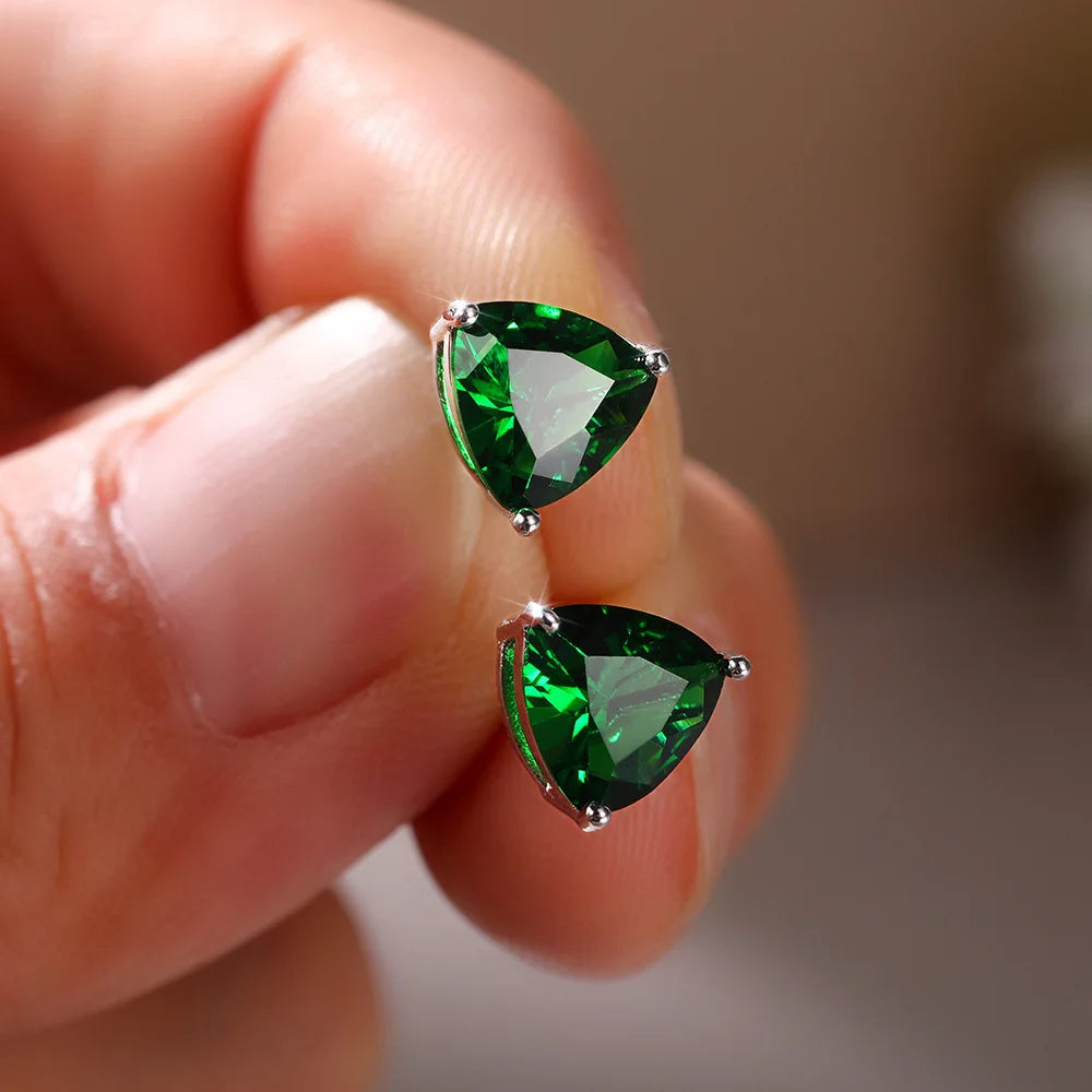 2025 Fashion Trendy Mini Stud Earrings Simple Geometric Colorful Triangular Zircon Stud Earrings for Women