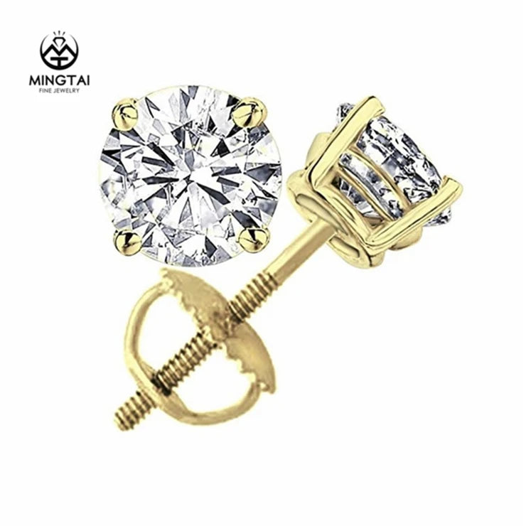 Hot Wholesale Ladies Unique Small Fancy Shiny Gold Diamond Stud Earrings