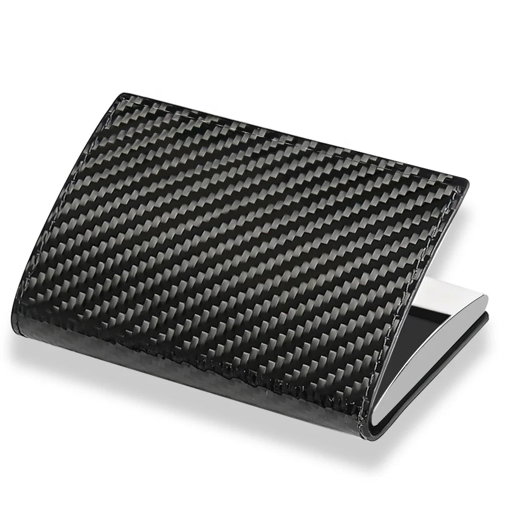 Napov New Arrival Custom Carbon Fiber & Metal Business Card Holder Money Clip RFID Blocking Luxury Design for Credit Card Use