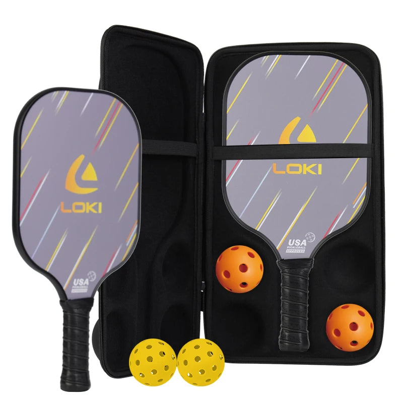 Loki Upgradable Noise Reduction Pickleball Racket Black Non-slip Handle Usapa Approved Pickleball Paddle Set