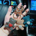 Women Car Key Handbag Decor Accessories Charm Bear Key Chains Crystal Glitter Rhinestone Car Teddy Bear Keychain Bling Key Chain
