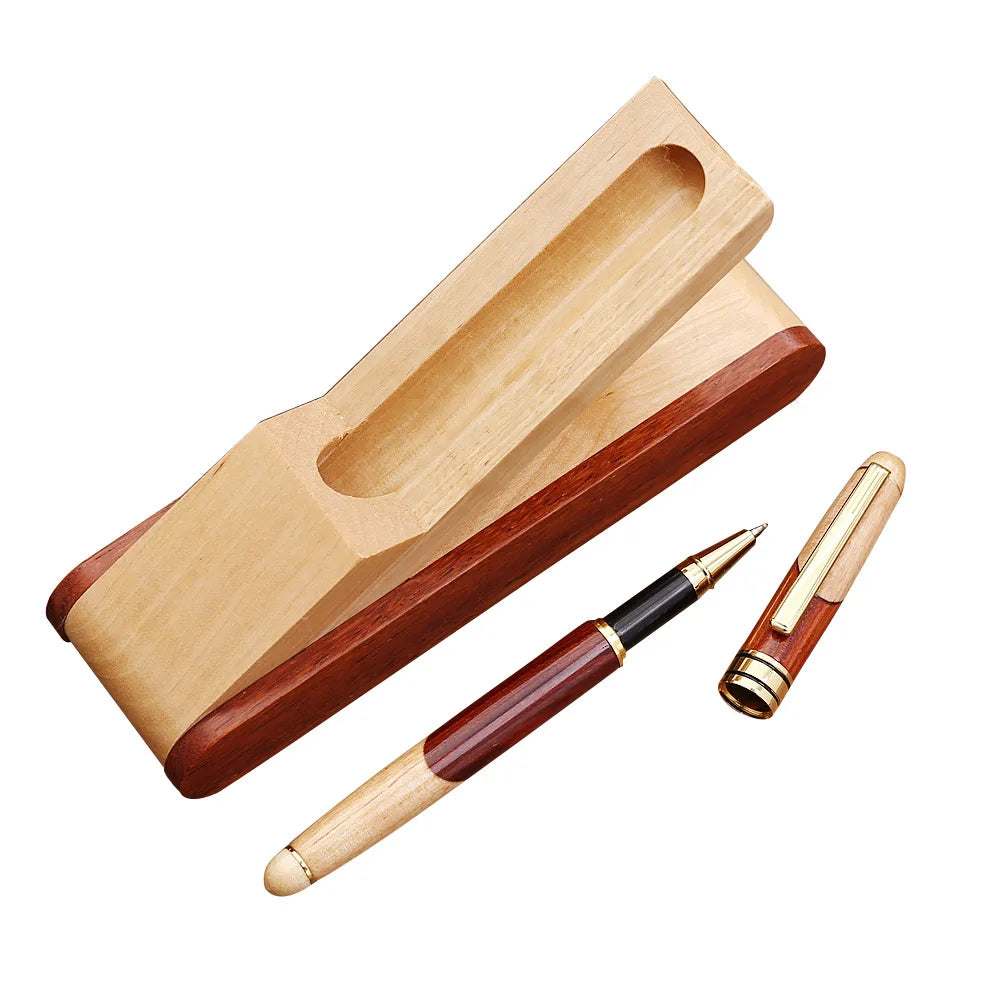 Eco-Friendly Bamboo Wood Ballpoint Pen Set Custom Logo Promotional Signature Pens 1.0mm Writing Width